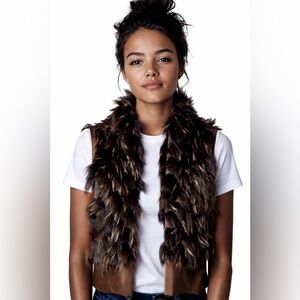 Brown Fur/Silk Scarf